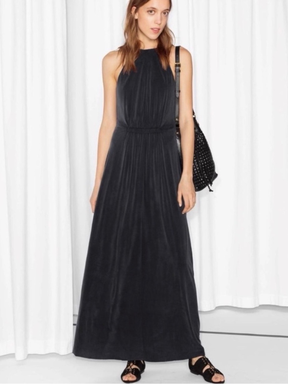 & Other Stories Low Back Cupro Maxi Dress